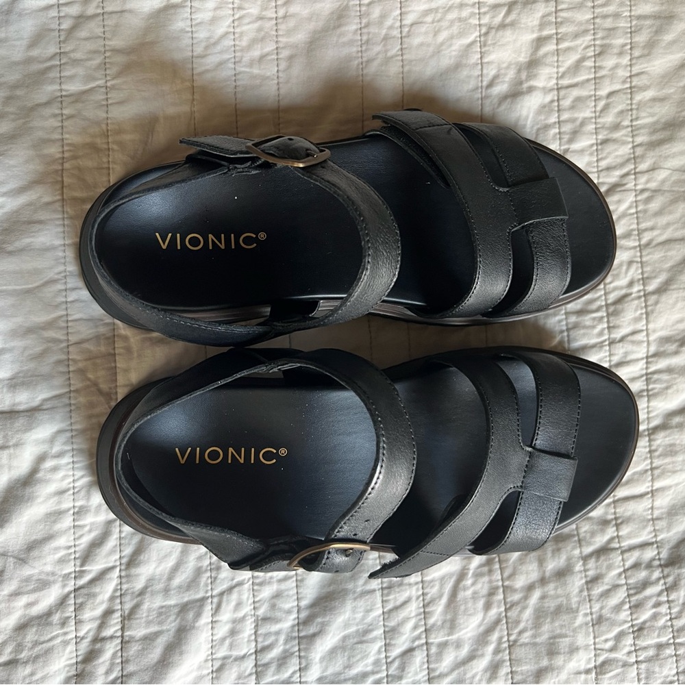 Vionic Black Platform Sandals - Picture 3 of 5